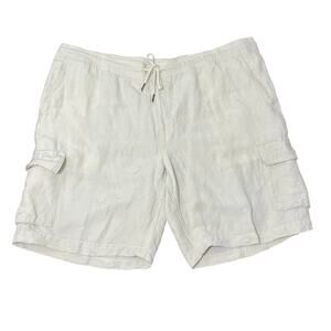 Cubavera Men's White Linen-Blend Pull On Drawstring Shorts Casual Hiking Sz XL
